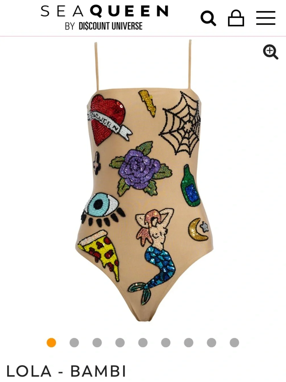 SeaQueen Lola - Bambi Sequin tattoo nude One-Piece Swimsuit Discount Universe - Picture 2 of 16